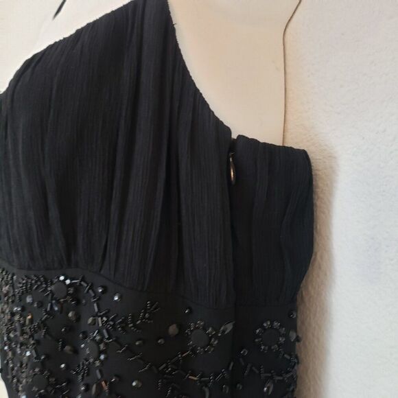 Ann Taylor Vintage Dress 6 Black Silk Beaded Elegant Formal Dark Fairy Whimsy - Picture 8 of 12